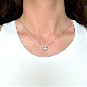Peace Sign Necklace, Silver